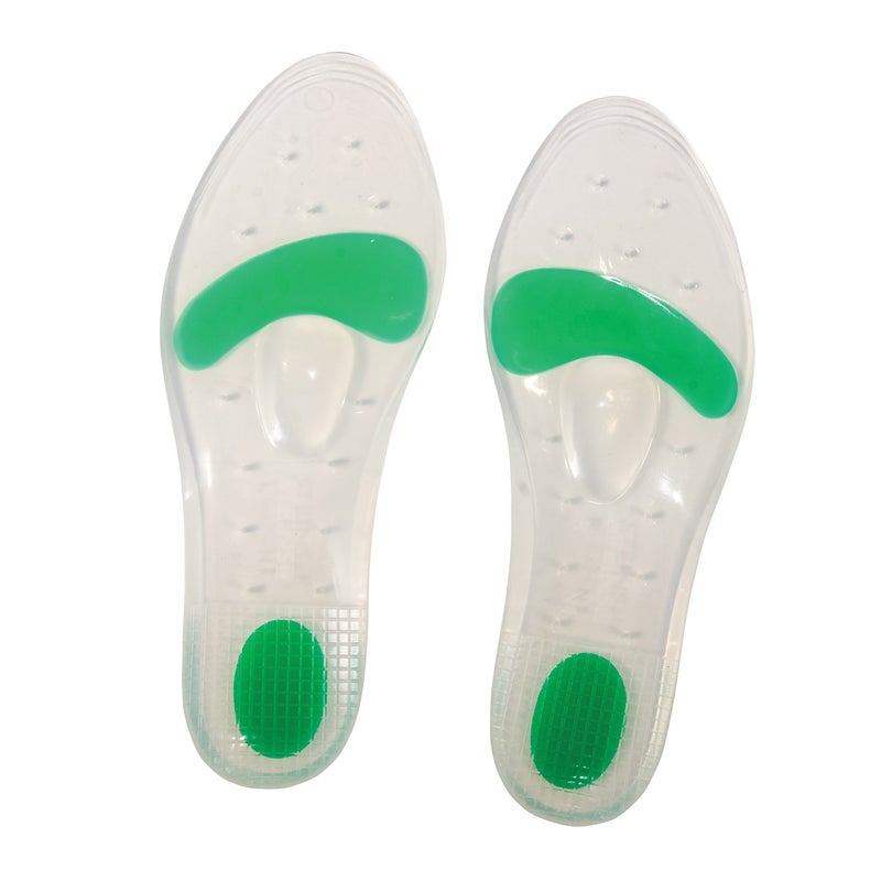 Steins Silicone Dual Density Comfort Shoe Gel Insoles for Extra Arch Support and Feet, Ankle, Knee and Hip Joint Relief, Men (Size 8 to 9) or Women (Size 9.5 to 10), Green - Image 1